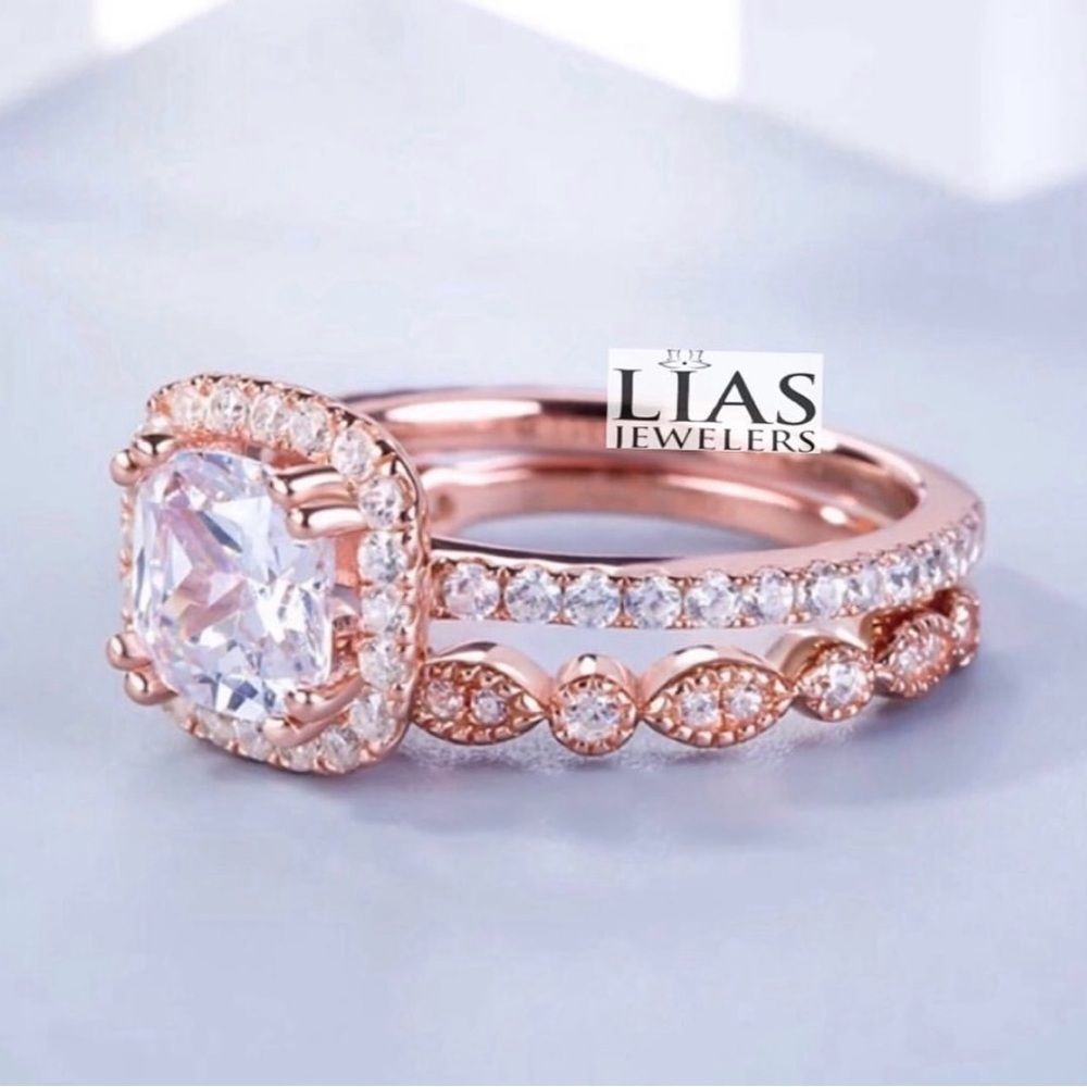 New 18k rose gold wedding ring set - Picture 6 of 6